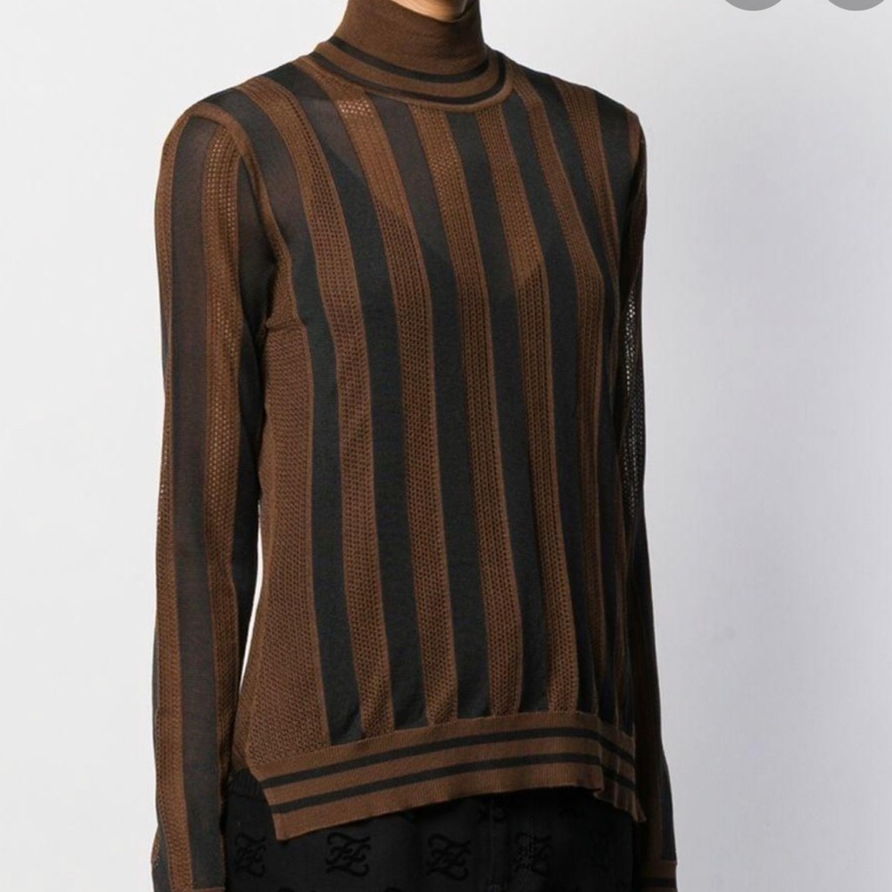 Fendi Pequin Striped high neck jumper